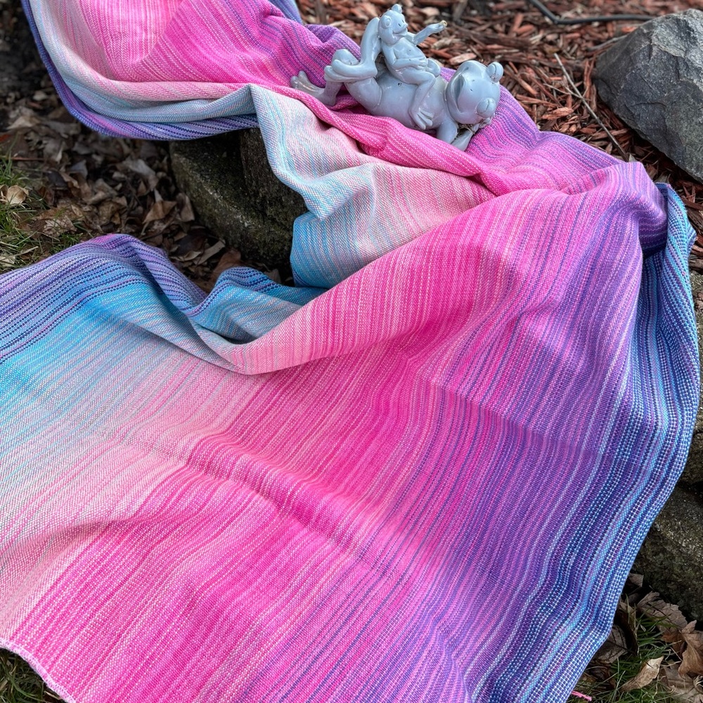 Handwoven Fabric- Rainbow Frog textiles